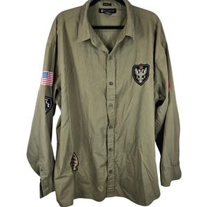 Rocawear Shirt Men 4XB Big Tall Button Up Roc Tribe Patch Embroidered Distressed